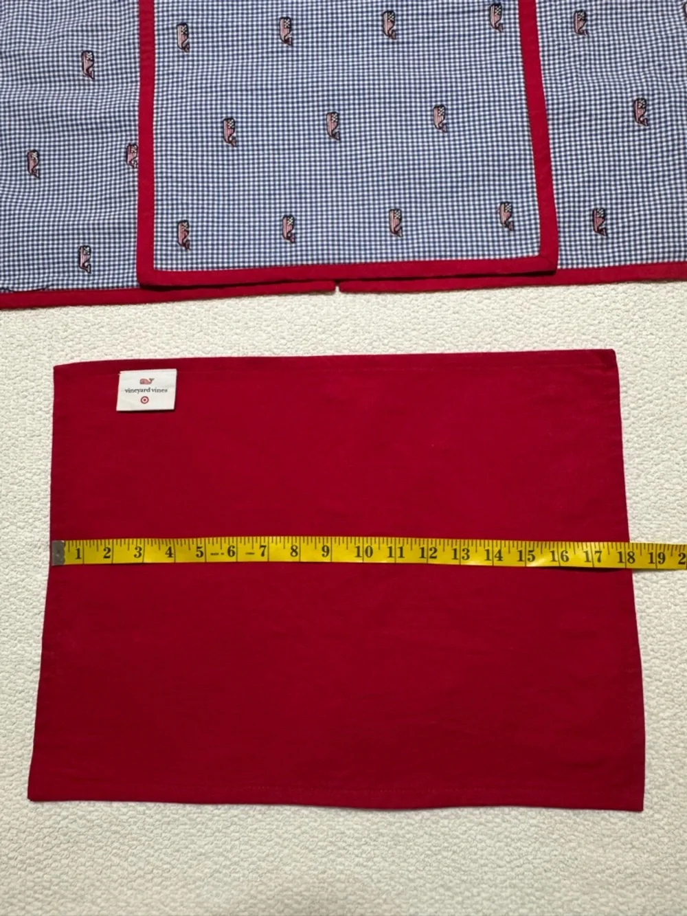 Lot of four VINEYARD VINES for Target baby whale PLACEMAT Red & Blue